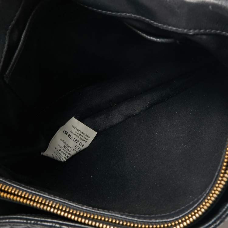 Pre Owned Versace Black Barocco Leather Flap Shoulder Bag