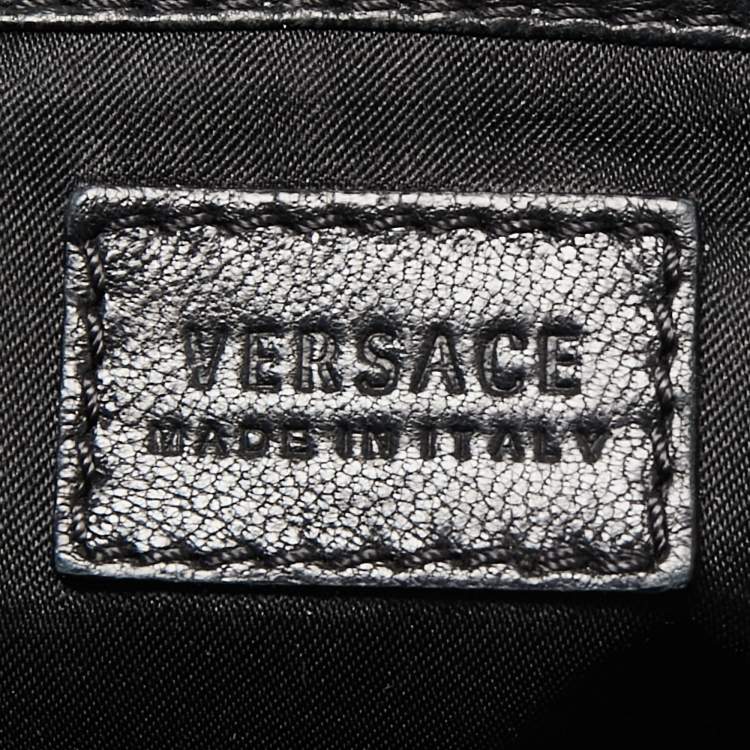 Pre Owned Versace Black Barocco Leather Flap Shoulder Bag