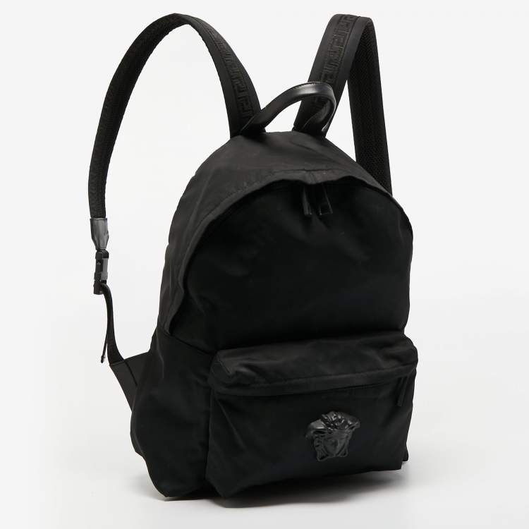 Pre Owned Versace Black Nylon and Leather Medusa Backpack