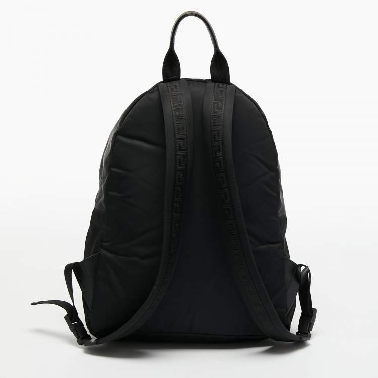 Pre Owned Versace Black Nylon and Leather Medusa Backpack