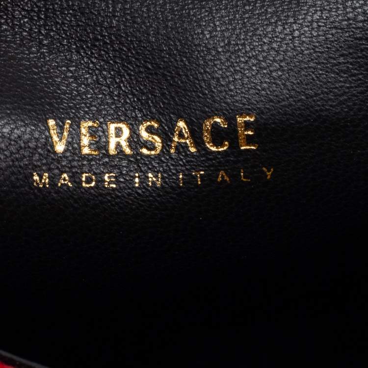Pre Owned Versace Multicolor Check Fabric Medusa Chain Belt Bag