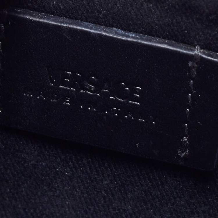 Pre Owned Versace Black Coated Canvas and Leather La Greca Clutch