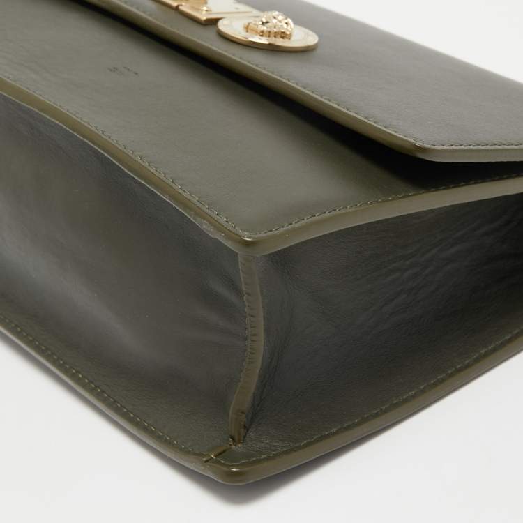 Pre Owned Versace Grey Leather Medusa Shoulder Bag