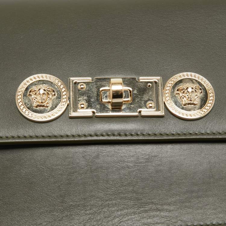 Pre Owned Versace Grey Leather Medusa Shoulder Bag
