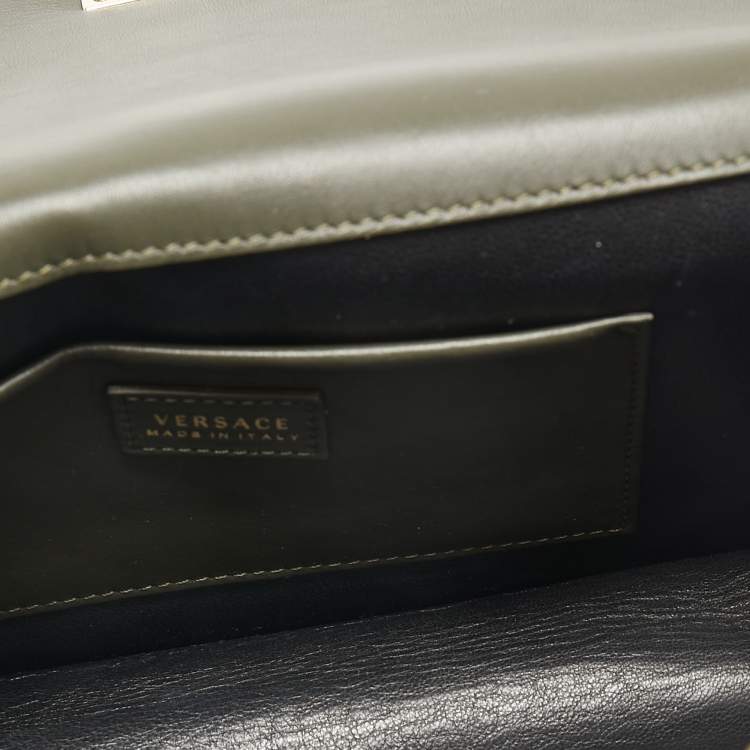 Pre Owned Versace Grey Leather Medusa Shoulder Bag