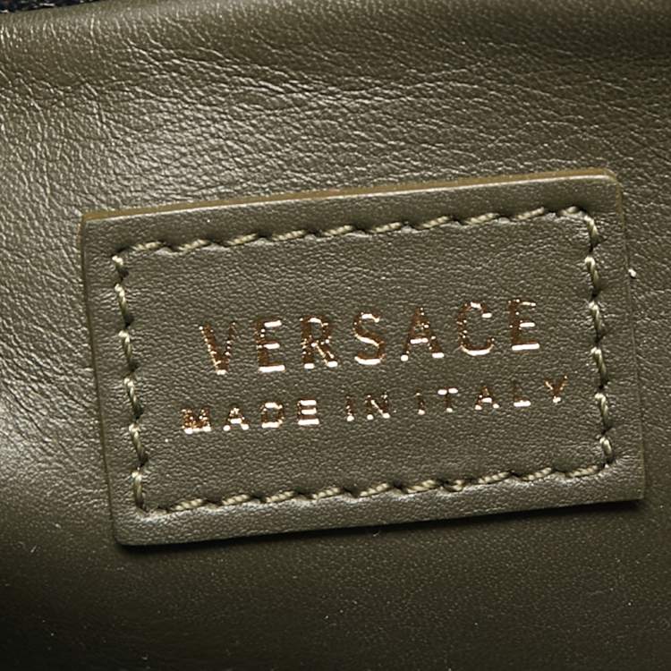 Pre Owned Versace Grey Leather Medusa Shoulder Bag