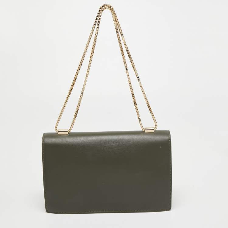 Pre Owned Versace Grey Leather Medusa Shoulder Bag