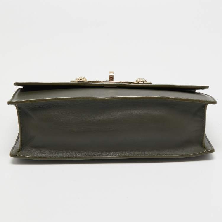 Pre Owned Versace Grey Leather Medusa Shoulder Bag