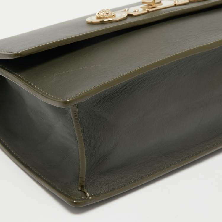 Pre Owned Versace Grey Leather Medusa Shoulder Bag