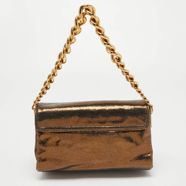 Pre Owned Versace Metallic Brown Suede and Leather Medusa Sultan Shoulder Bag