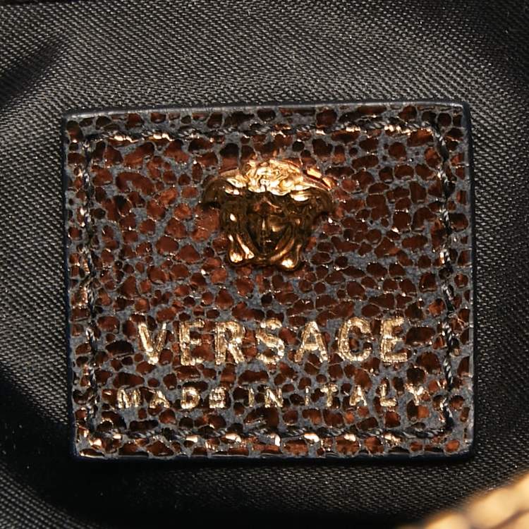 Pre Owned Versace Metallic Brown Suede and Leather Medusa Sultan Shoulder Bag