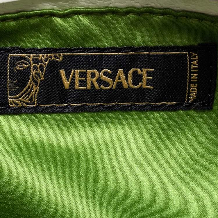 Pre Owned Versace White/Black Printed Canvas,and Leather Shoulder Bag