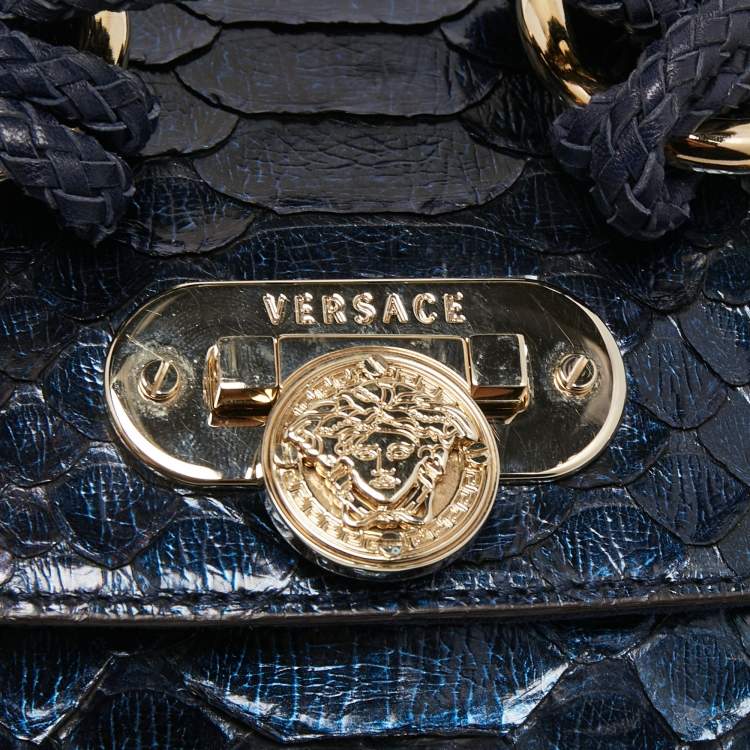 Pre Owned Versace Multicolor Python Buckle Clutch
