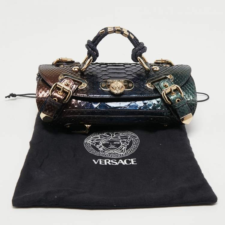 Pre Owned Versace Multicolor Python Buckle Clutch