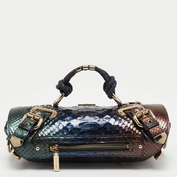 Pre Owned Versace Multicolor Python Buckle Clutch