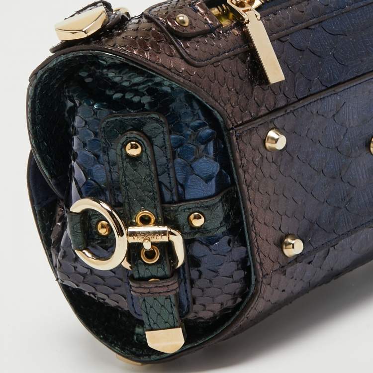 Pre Owned Versace Multicolor Python Buckle Clutch