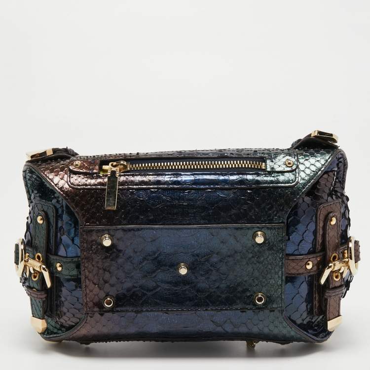Pre Owned Versace Multicolor Python Buckle Clutch