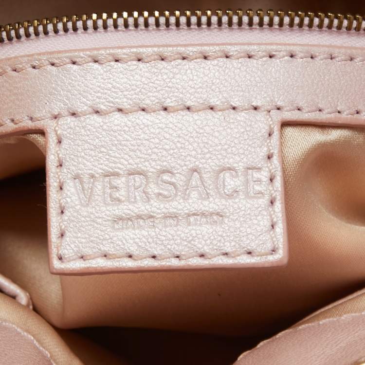 Pre Owned Versace Pink Fabric Mirror Frame Chain Shoulder Bag