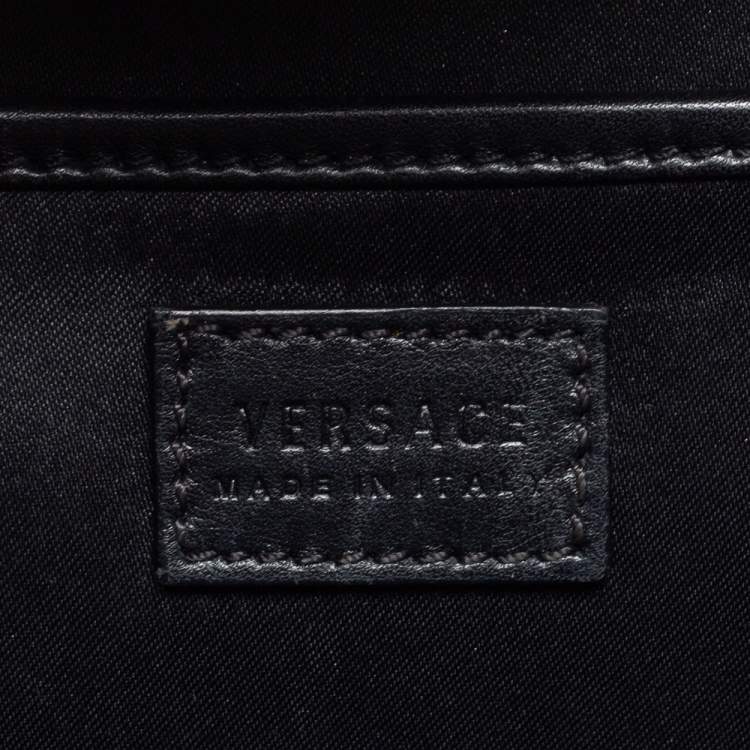 Pre Owned Versace Black Leather Medusa Medallion Tote
