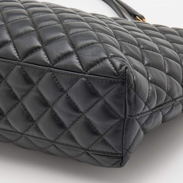 Pre Owned Versace Black Quilted Leather Medusa Tote