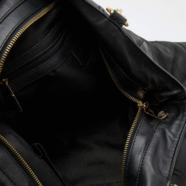 Pre Owned Versace Black Leather Tote