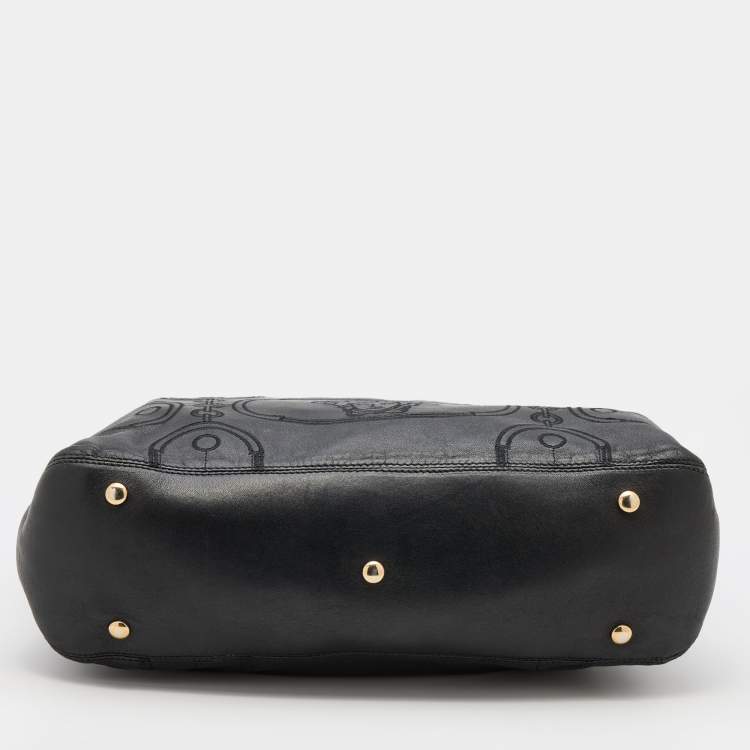 Pre Owned Versace Black Leather Tote