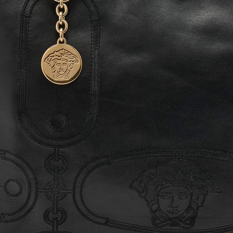 Pre Owned Versace Black Leather Tote