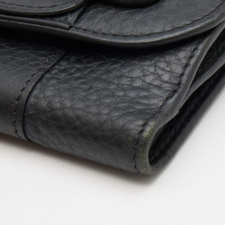 Pre Owned Versace Black Leather French Compact Wallet