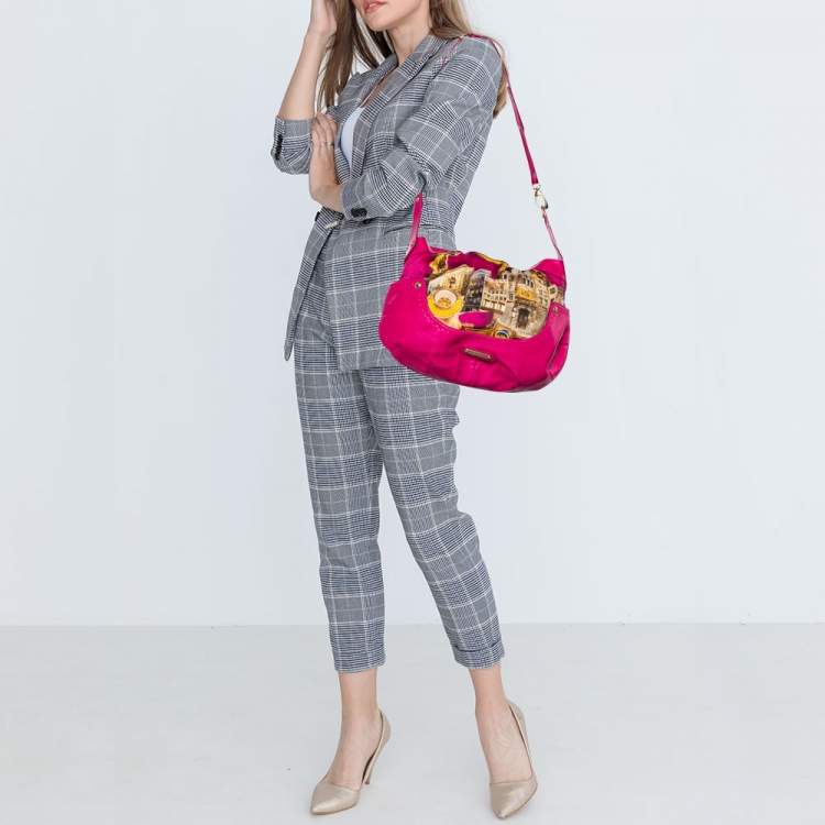 Pre Owned Versace Multicolor Printed Fabric and Leather Chain Shoulder Bag