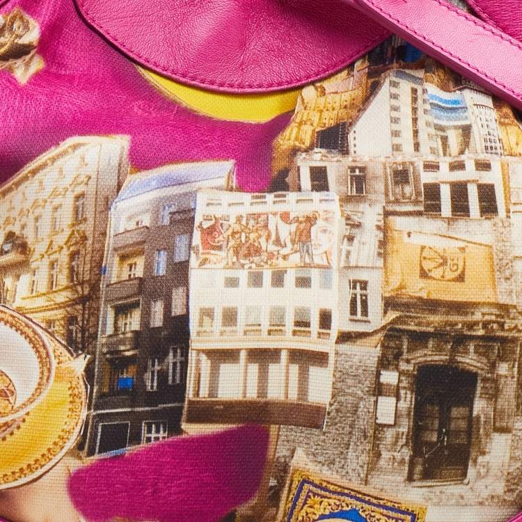 Pre Owned Versace Multicolor Printed Fabric and Leather Chain Shoulder Bag