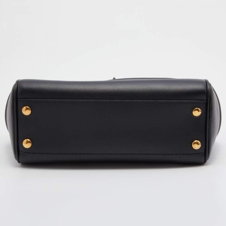 Pre Owned Versace Black/Yellow Baroque Print Leather Palazzo Empire Satchel