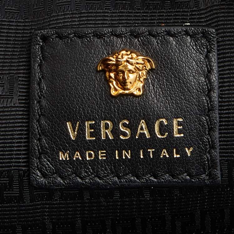 Pre Owned Versace Multicolor Printed Nylon and Leather Mini Medusa Pallazo Backpack