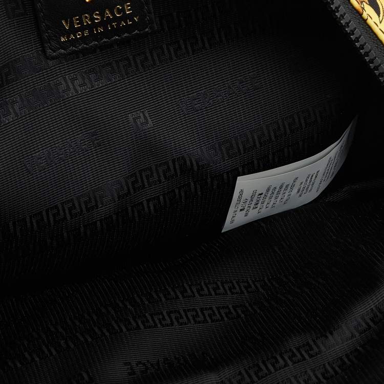 Pre Owned Versace Multicolor Printed Nylon and Leather Mini Medusa Pallazo Backpack