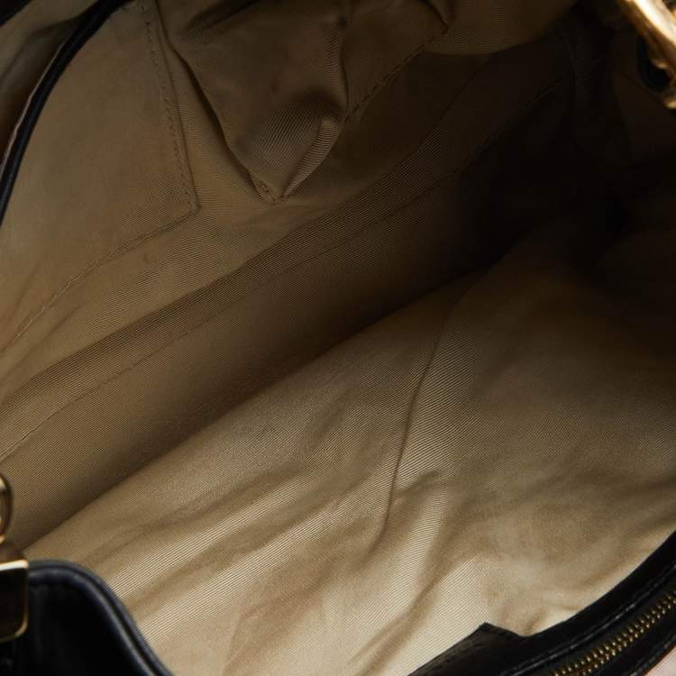 Pre Owned Versace Black Patent and Leather Hobo