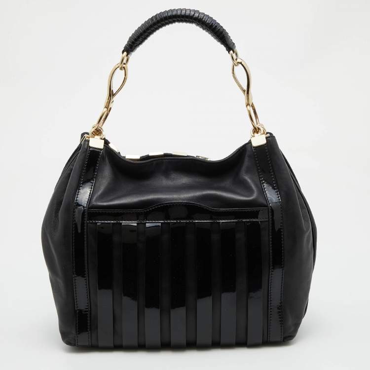 Pre Owned Versace Black Patent and Leather Hobo