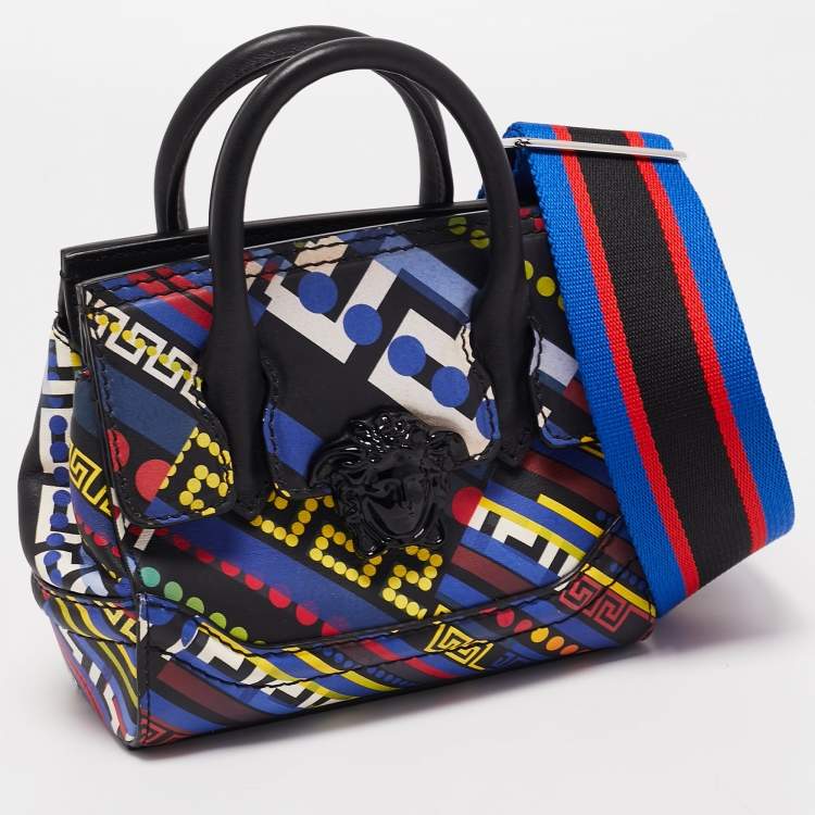 Pre Owned Versace Multicolor Leather Mini Medusa Empire Tote