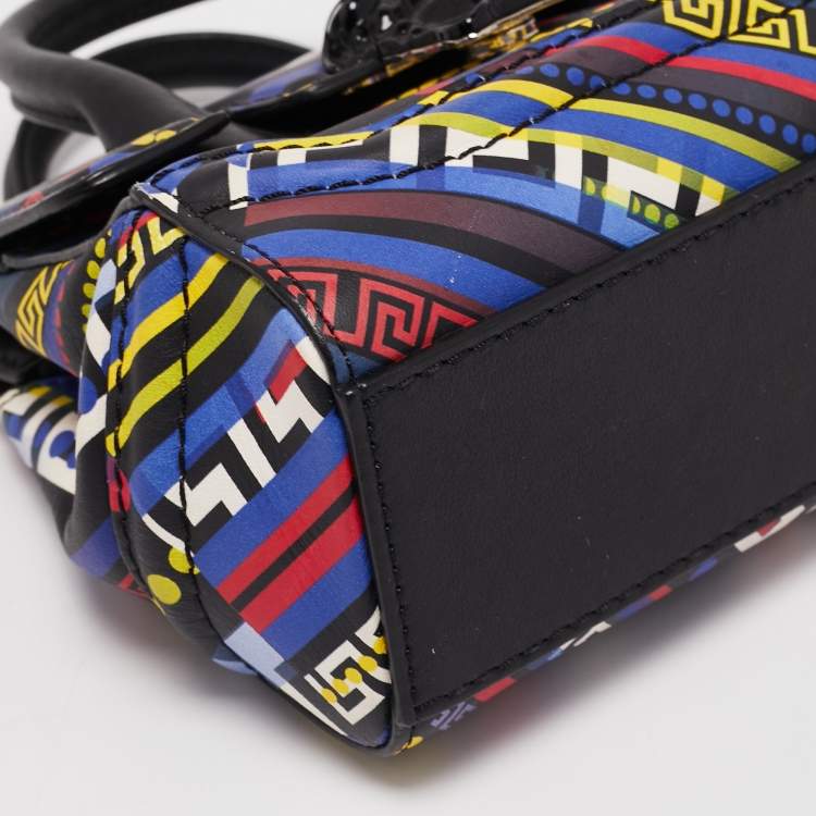 Pre Owned Versace Multicolor Leather Mini Medusa Empire Tote