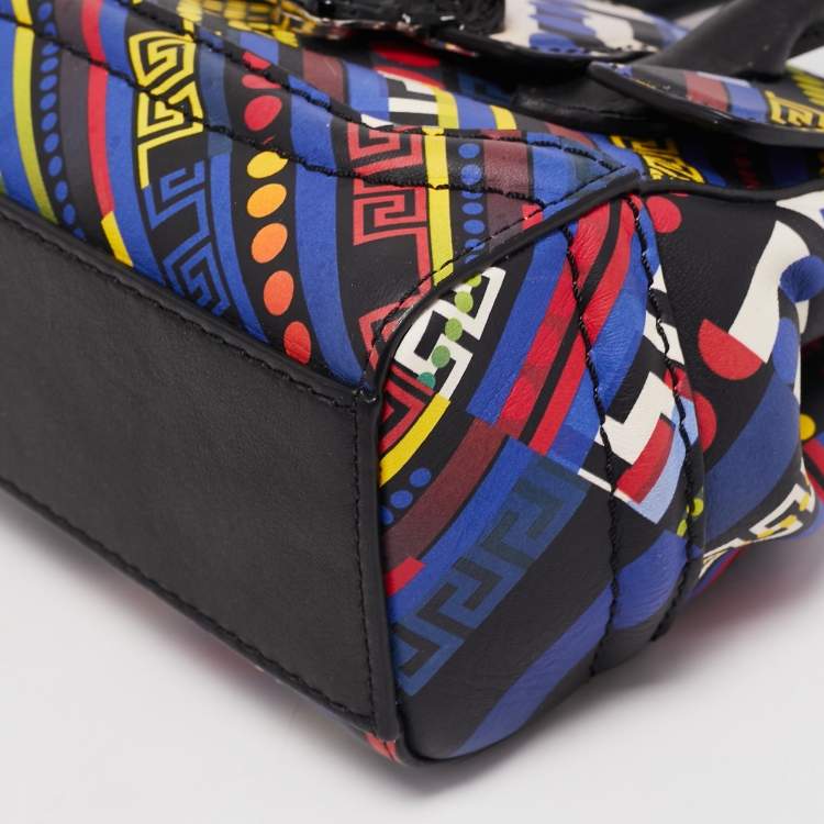 Pre Owned Versace Multicolor Leather Mini Medusa Empire Tote