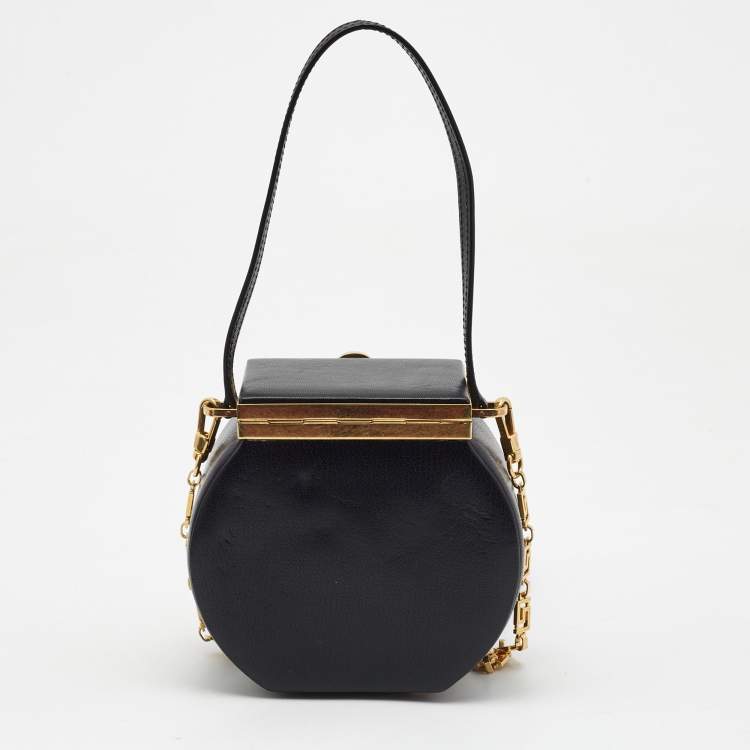 Pre Owned Versace Black Leather Tribute Vanity Case Bag