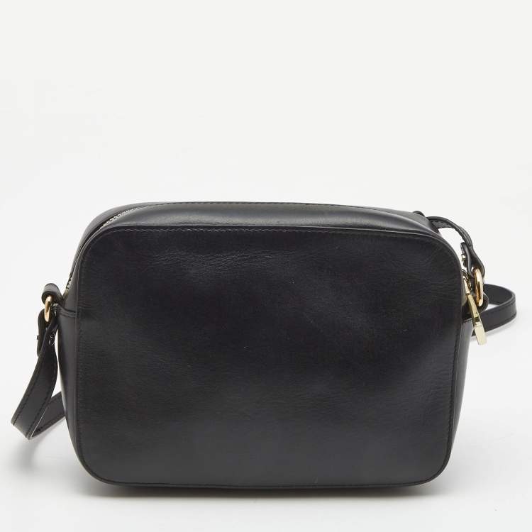 Pre Owned Versace Black Leather Palazzo Camera Crossbody Bag 