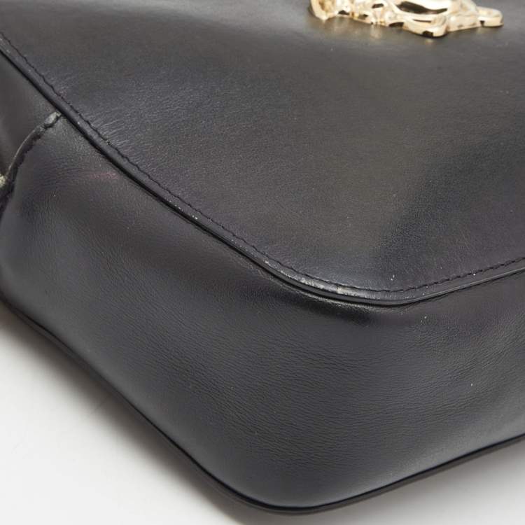 Pre Owned Versace Black Leather Palazzo Camera Crossbody Bag 
