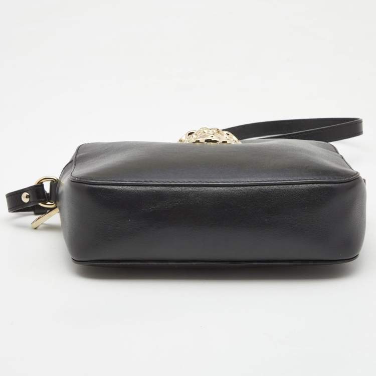 Pre Owned Versace Black Leather Palazzo Camera Crossbody Bag 