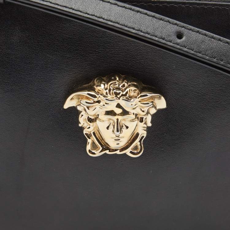 Pre Owned Versace Black Leather Palazzo Camera Crossbody Bag 