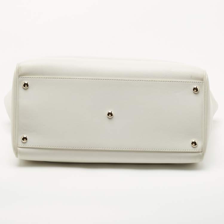 Pre Owned Versace White Leather Medusa Palazzo Empire Tote 