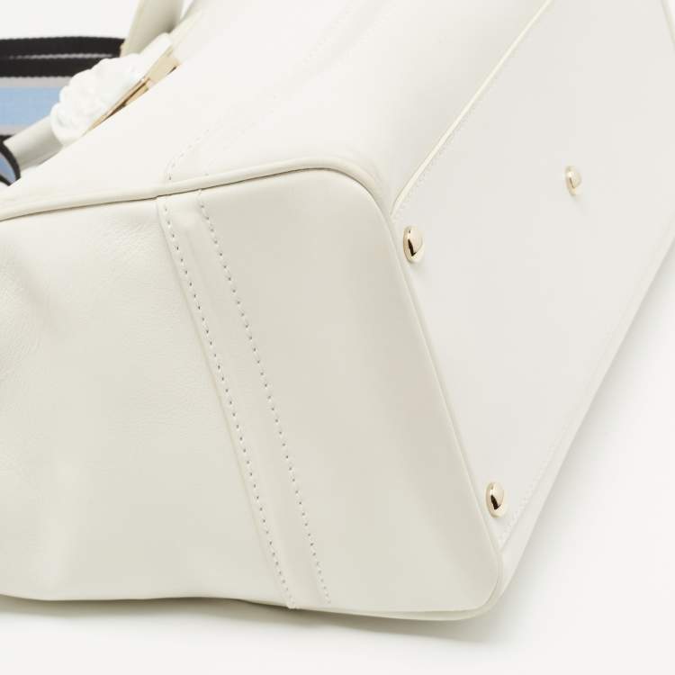 Pre Owned Versace White Leather Medusa Palazzo Empire Tote 