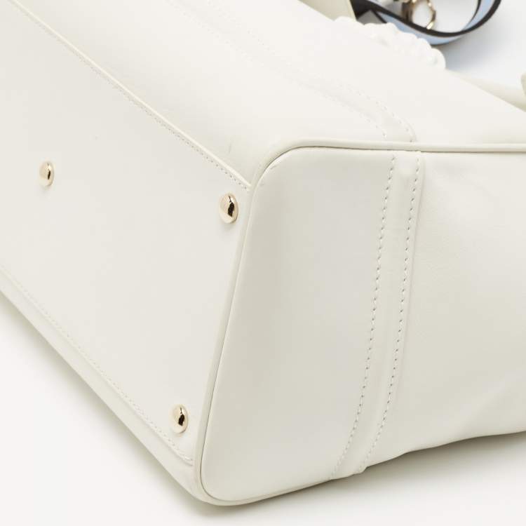 Pre Owned Versace White Leather Medusa Palazzo Empire Tote 