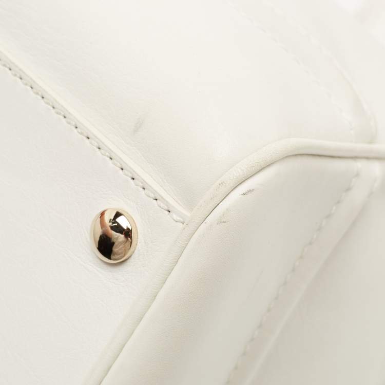 Pre Owned Versace White Leather Medusa Palazzo Empire Tote 