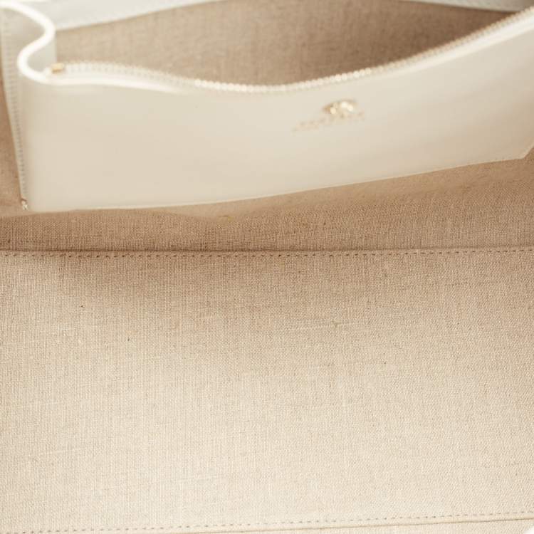 Pre Owned Versace White Leather Medusa Palazzo Empire Tote 