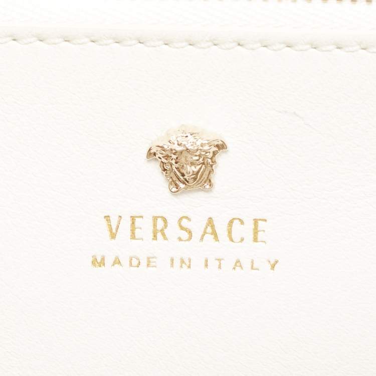 Pre Owned Versace White Leather Medusa Palazzo Empire Tote 