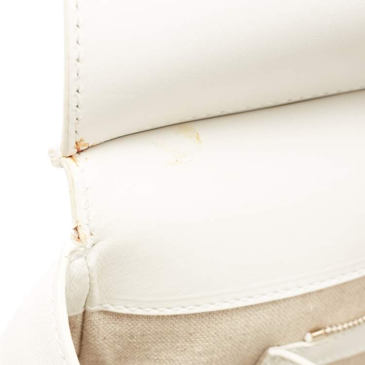Pre Owned Versace White Leather Medusa Palazzo Empire Tote 